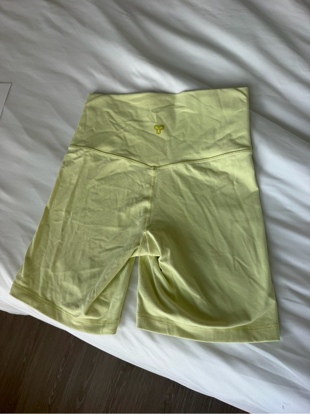 Aritzia TNA Lime Green High-Rise Bike Shorts
